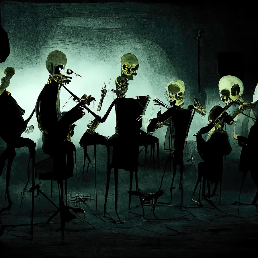 The Skeleton Orchestra, 01 Painting by AM FineArtPrints