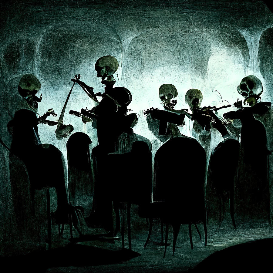 The Skeleton Orchestra, 02 Painting by AM FineArtPrints