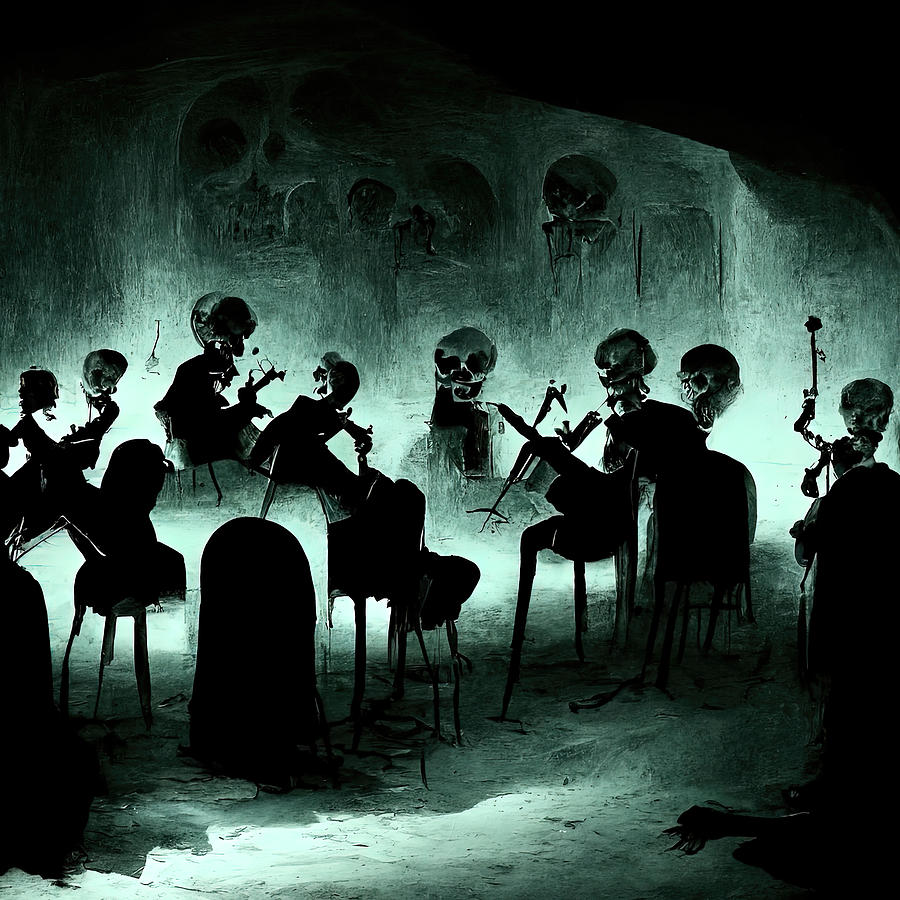 The Skeleton Orchestra, 03 Painting by AM FineArtPrints