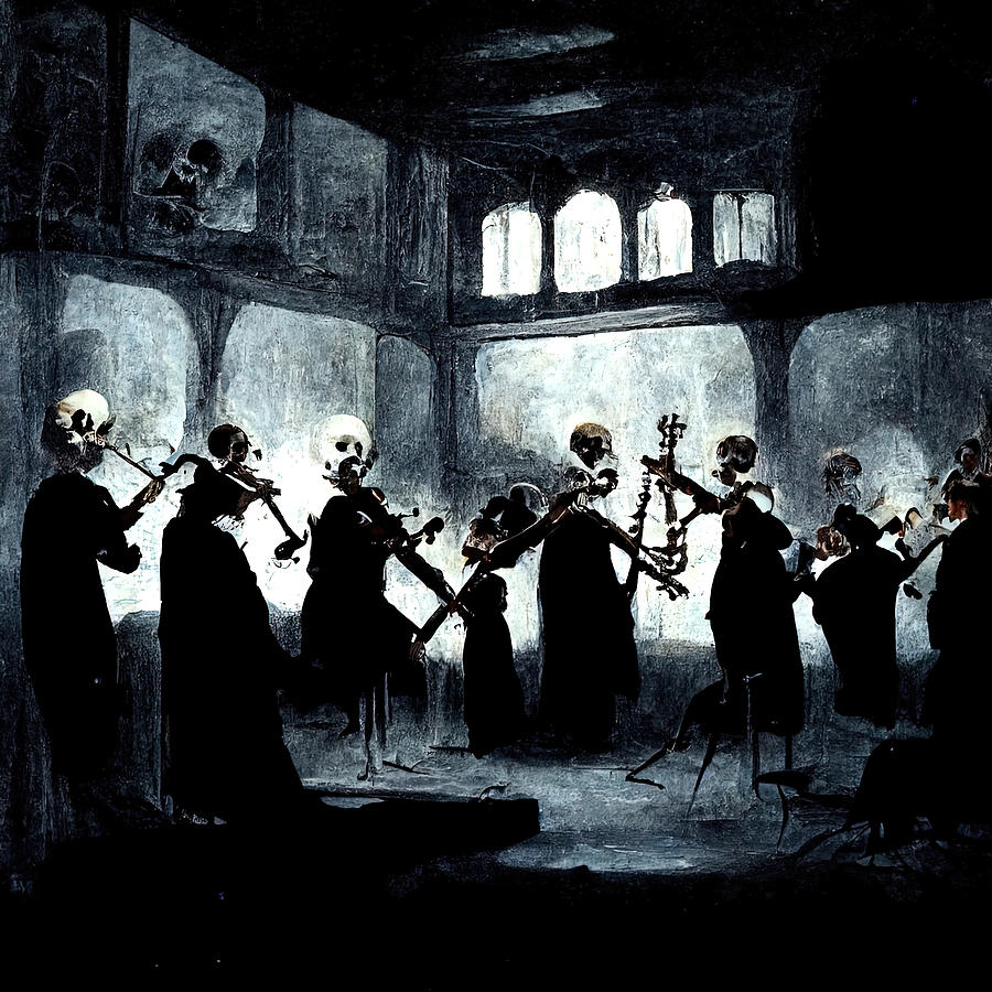 The Skeleton Orchestra, 04 Painting by AM FineArtPrints