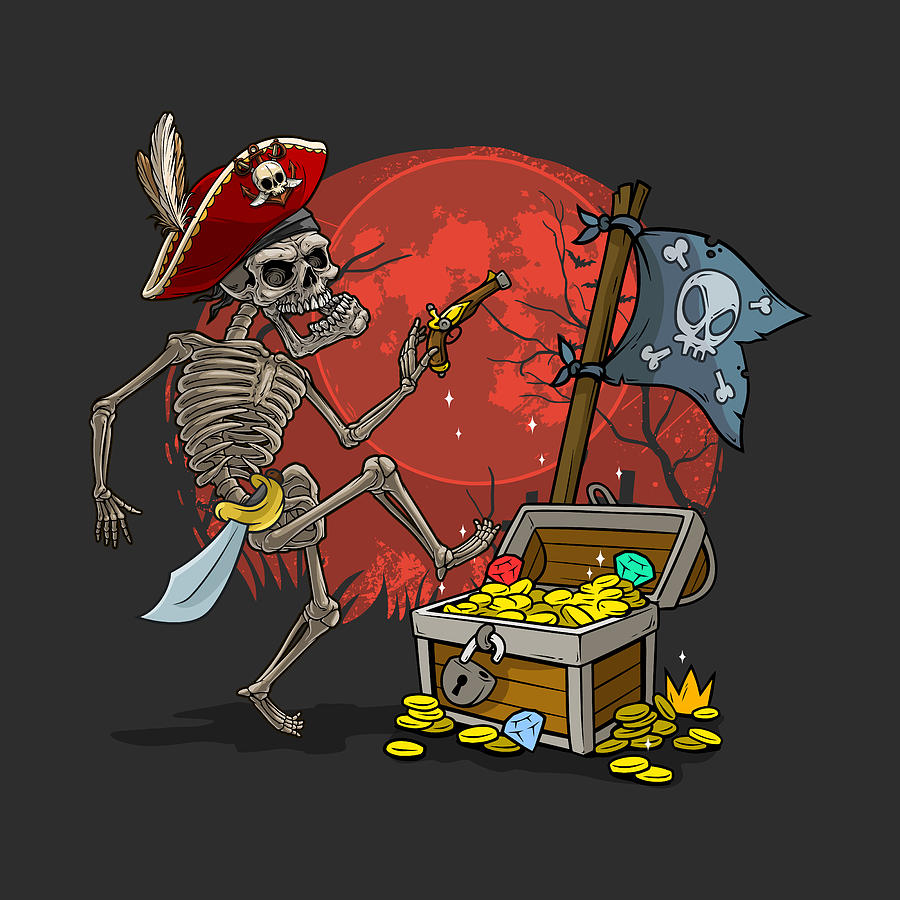 Skeleton Skull Bones Pirate Scary Cool Funny Gift' Sticker