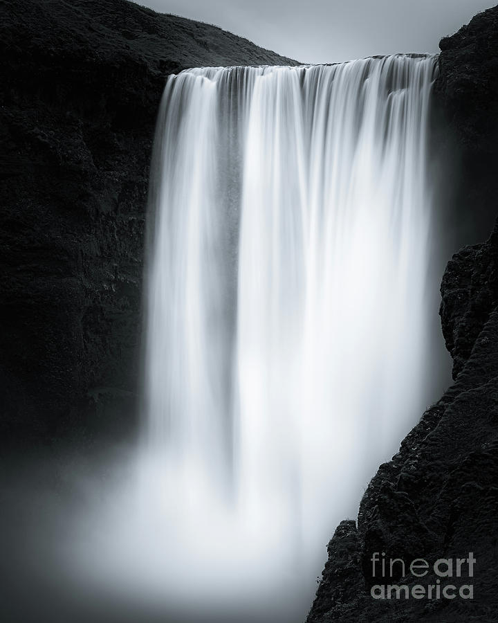 The Skogafoss In Black And White Photograph