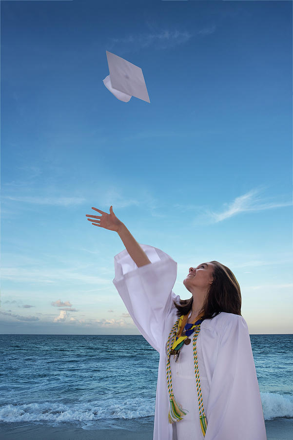 The Skys The Limit Graduation Cap Toss Photograph by Laura Fasulo