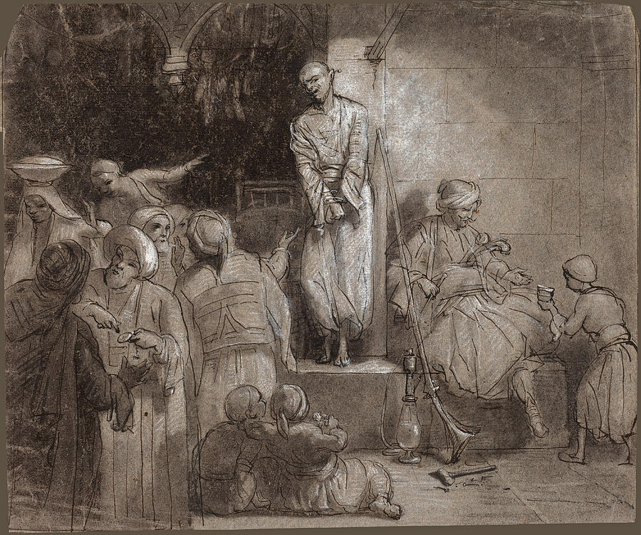 The Slave Market Drawing by Alexandre-Gabriel Decamps