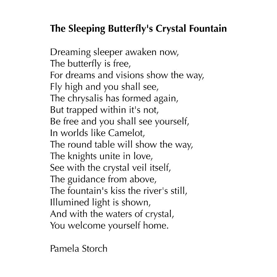 Poem Digital Art - The Sleeping Butterflys Crystal Fountain Poem Collectors Edition by Pamela Storch