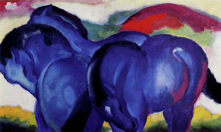 Franz Marc Painting - The Small Blue Horses by Franz Marc