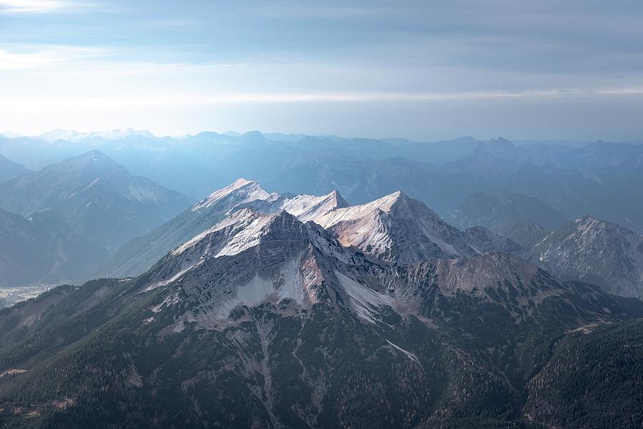 The Smaller Mountain In The Front Is The Daniel  - Snowcapped Mountains - Zugspitze Photograph