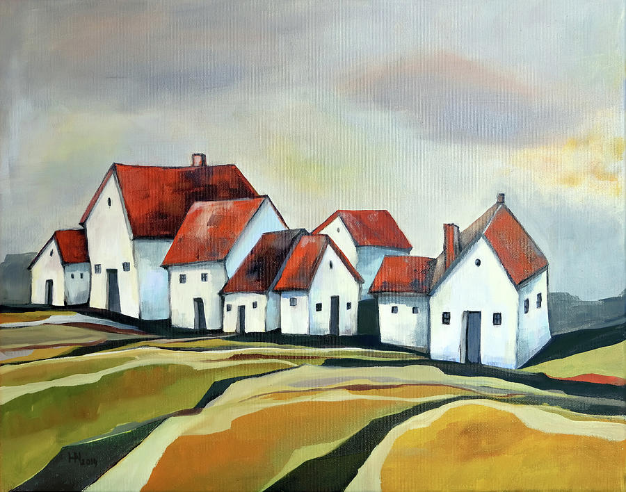 Village Painting - The smallest village by Aniko Hencz Village Painting - The smallest village by Aniko Hencz