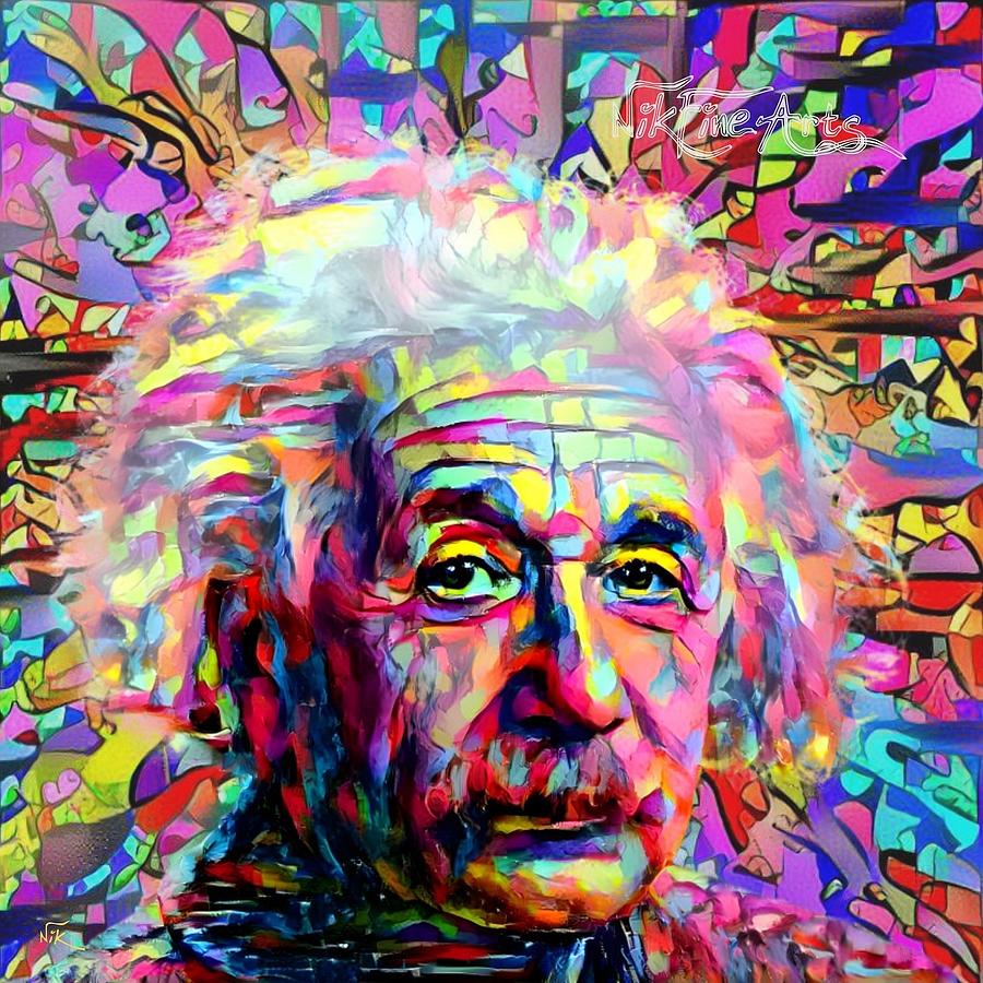 Nik Tod Original Painting - The Smart Look Of Albert Einstein Painting ...