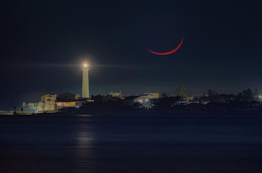 Lighthouse Photograph - The smiling sickle and the lighthouse by Marcella Giulia Pace