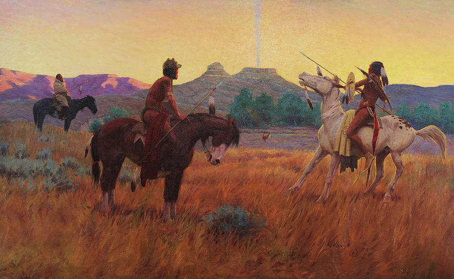 Native American Painting - The Smoke Signal by Elling William Gollings