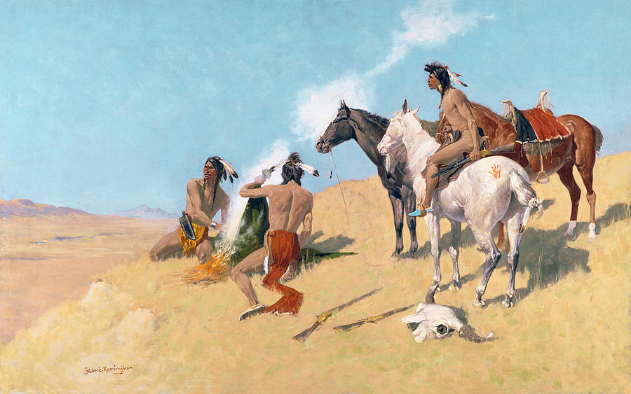 The Smoke Signal - Frederic Remington - 1905 Painting by War Is Hell Store