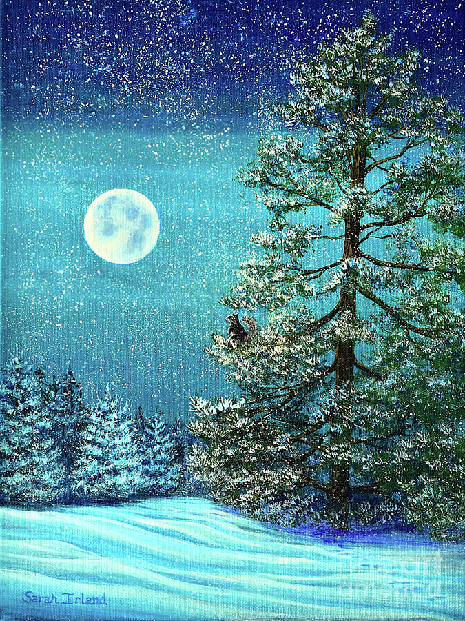 Tree Painting - Snow Moon by Sarah Irland