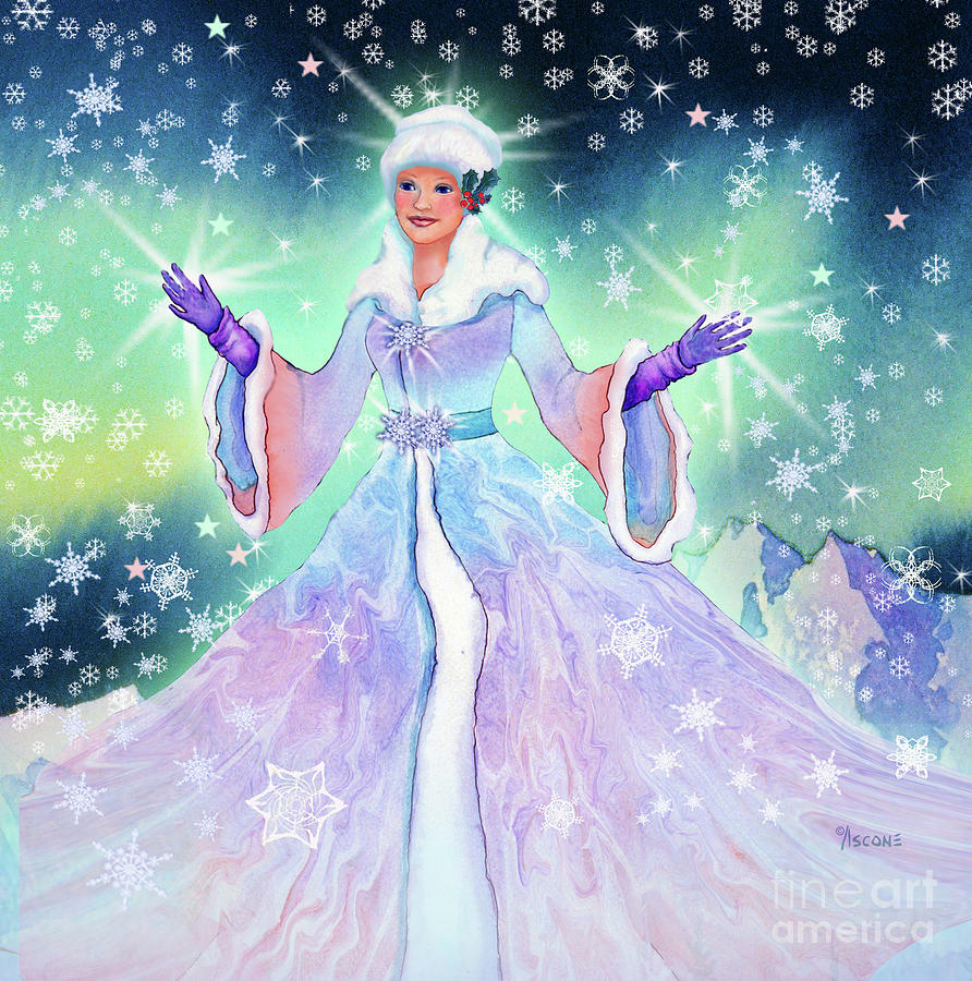 The Snow Queen and Aurora Painting by Teresa Ascone