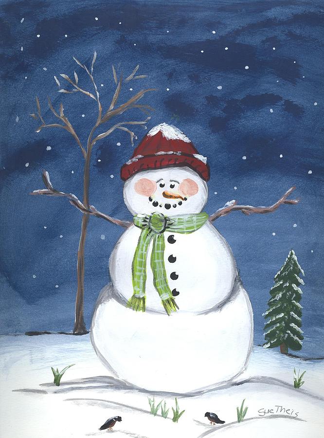 The Snowman Painting by Suzanne Theis