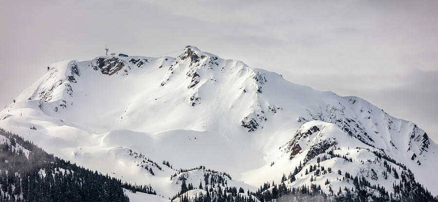 Mountain Photograph - The Snowy Peak of Whistler Mountain by Pierre Leclerc Photography