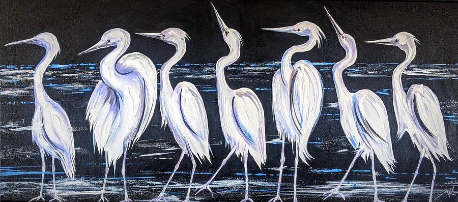 The song of the cranes Painting by Katerina Kovatcheva