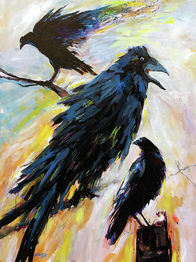 Crow Painting - The Soul Gatherers by Charles Wallis