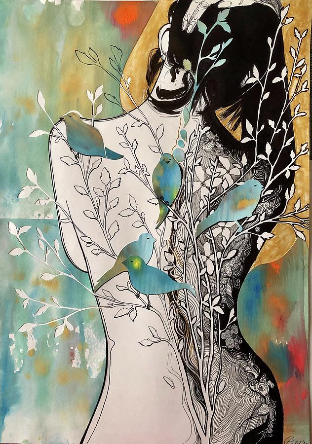 The soul sings. Drawing by Lana Razgulyaeva