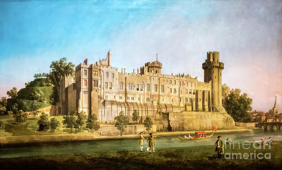 The South Facade of Warwick Castle by Canaletto 1748 Painting by Canaletto