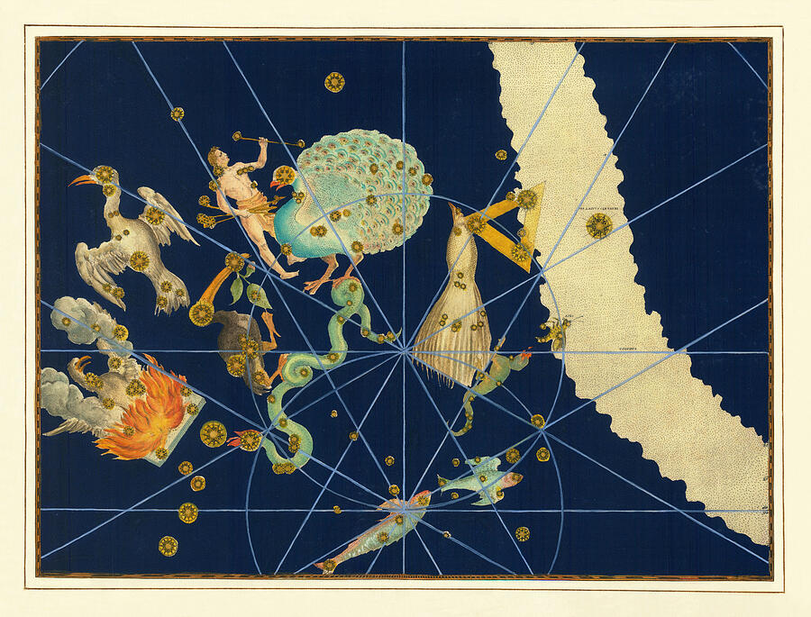 The southernmost constellations - star maps from Uranometria Mixed Media by Alexander Mair and Johann Bayer
