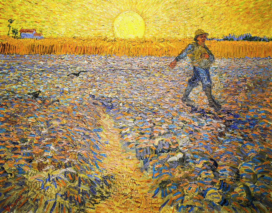Impressionism Painting - The Sower Sower at Sunset by Vincent van Gogh 1888 by Vincent van Gogh