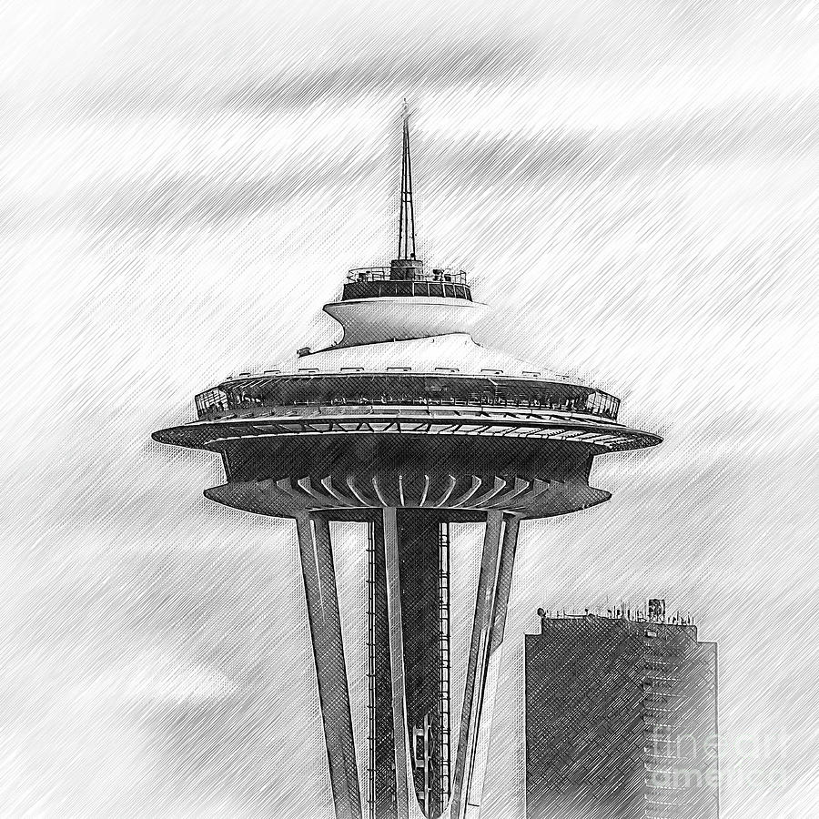 The Space Needle Sketched Drawing by Kirt Tisdale - Fine Art America