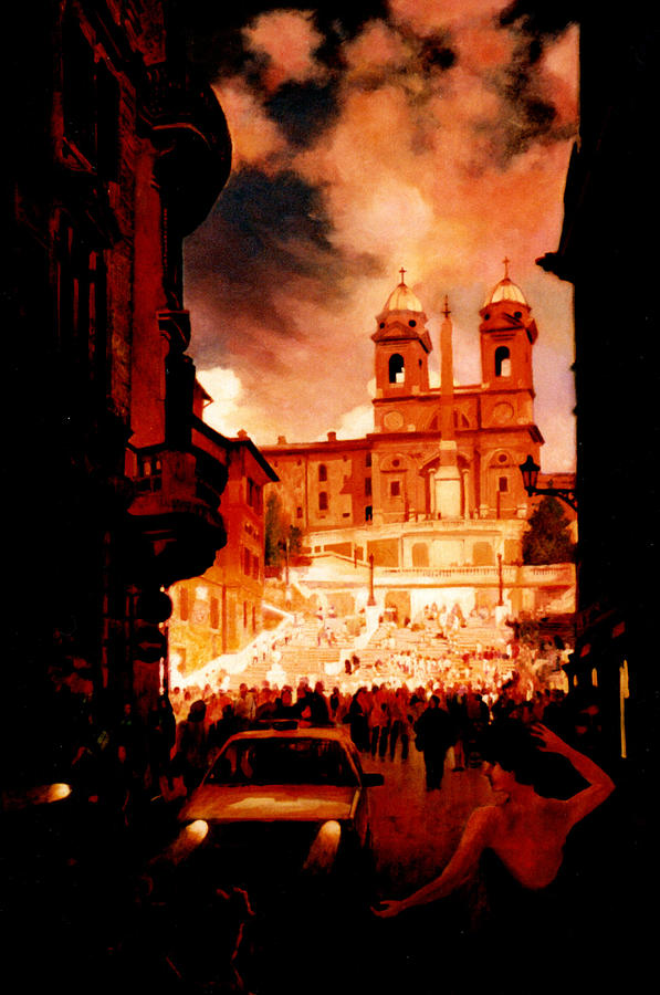 The Spanish Steps Painting by Blue  Sky
