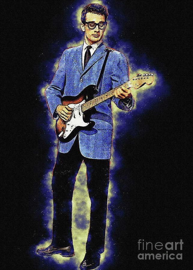 The spirit of the musician legend Buddy Holly Digital Art by Gunawan RB