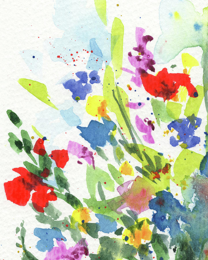 The Splash Of Summer Colors Abstract Flowers Contemporary Watercolor Art I Painting by Irina Sztukowski