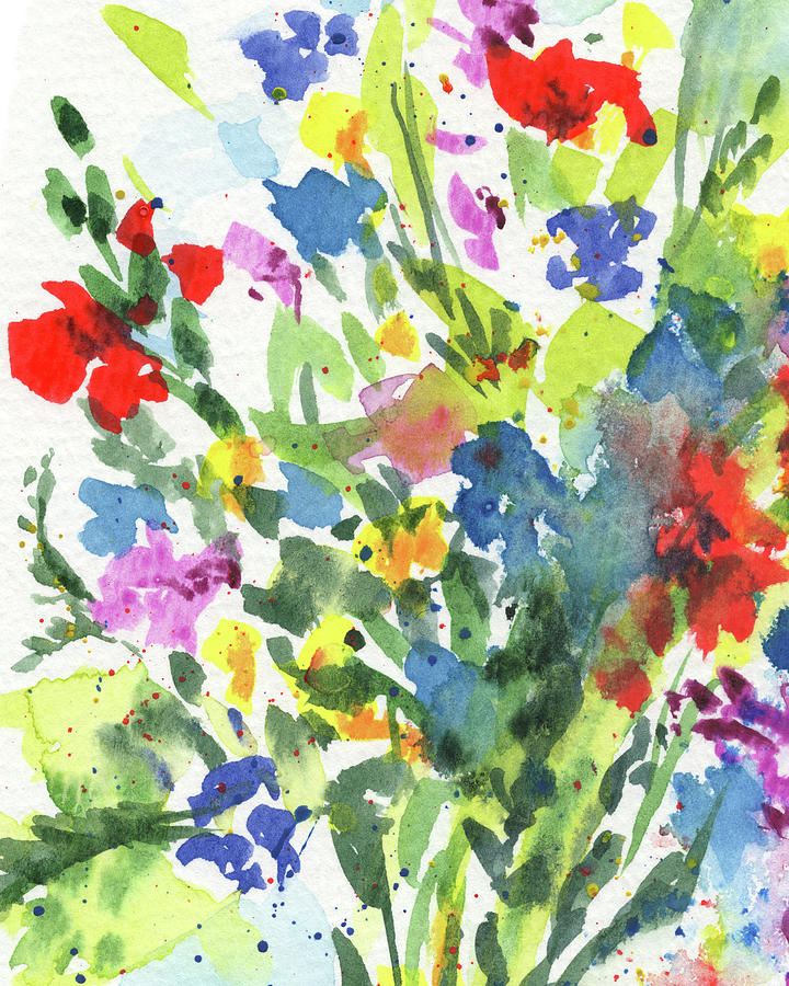 The Splash Of Summer Colors Abstract Flowers Contemporary Watercolor Art II Painting by Irina Sztukowski