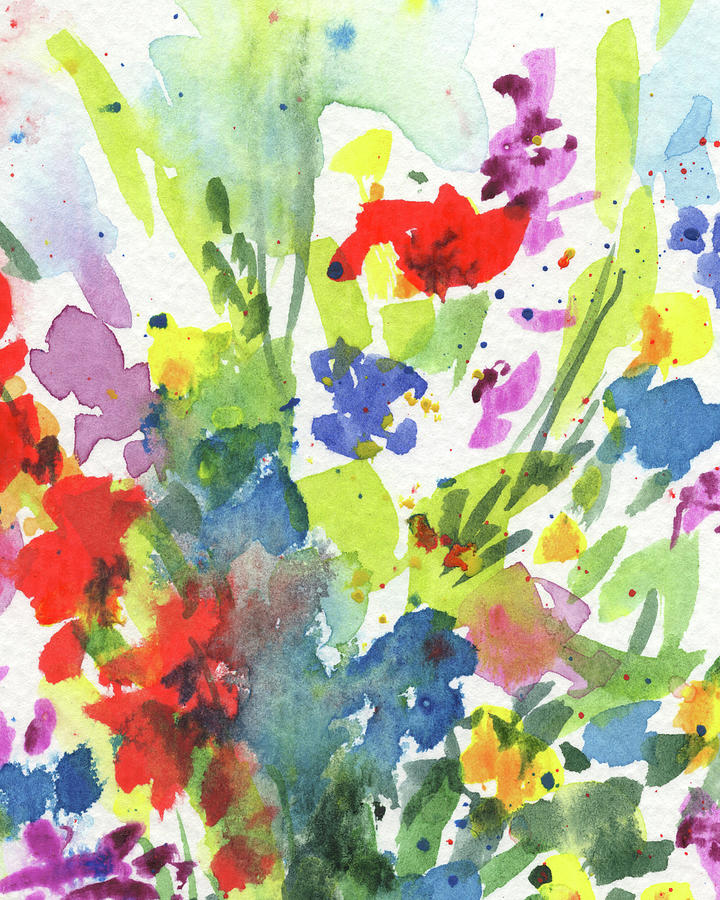 The Splash Of Summer Colors Abstract Flowers Contemporary Watercolor Art III Painting by Irina Sztukowski