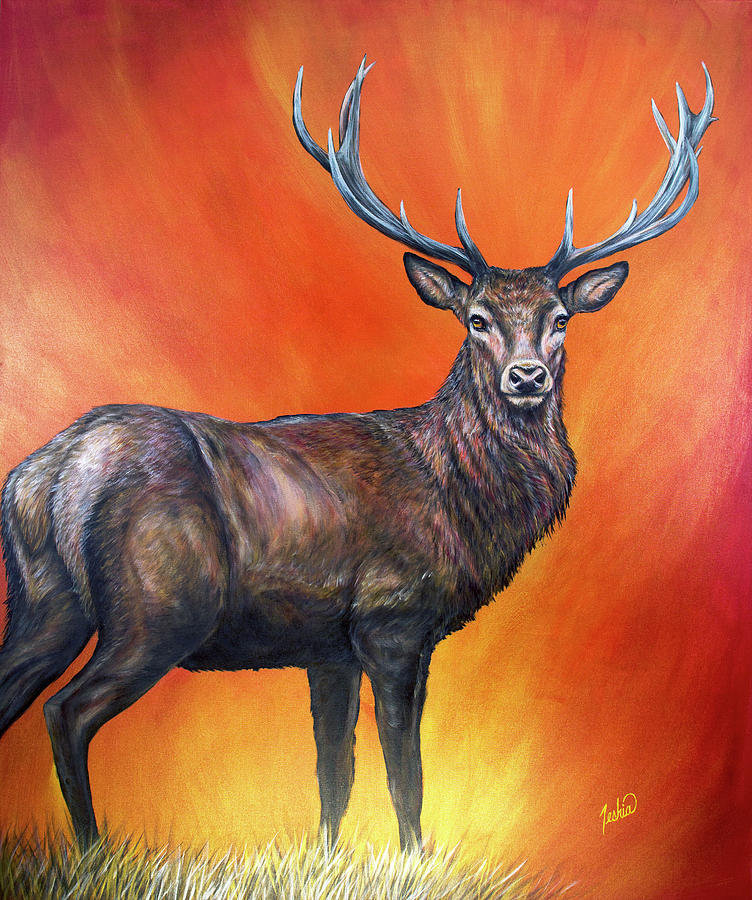 The Stag Painting by Teshia Art