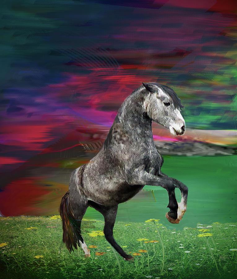 Summer Digital Art - The Stallions Summertime Enthusiasm by Patricia Keller