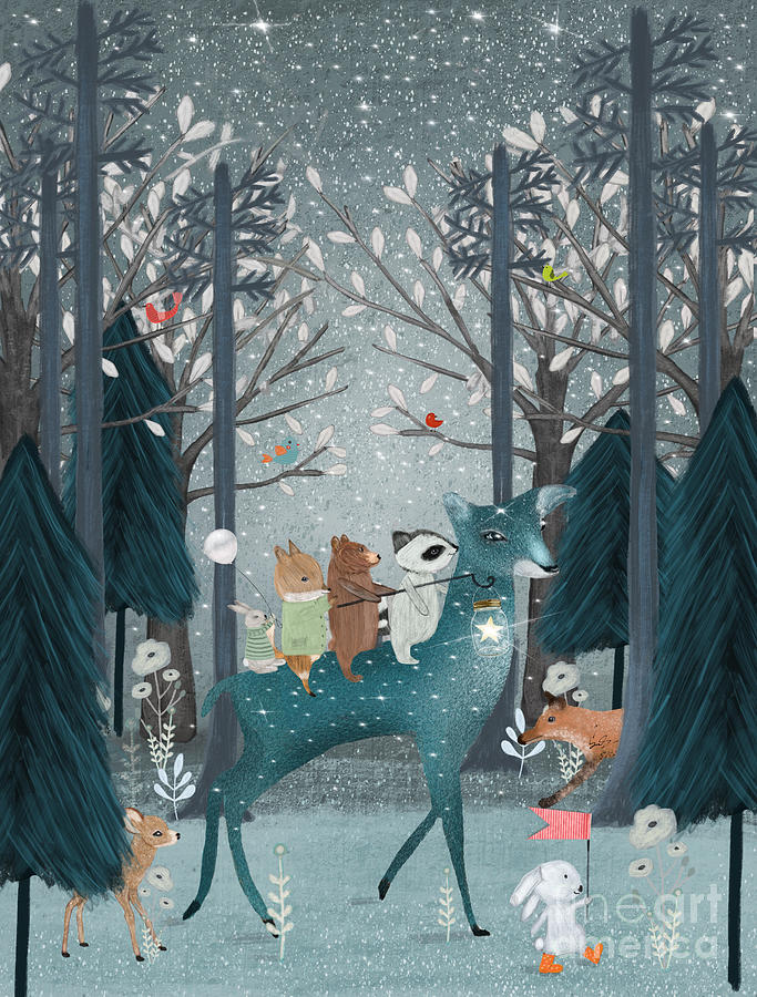 Woodland Nursery Painting - The Starlight Deer by Bri Buckley