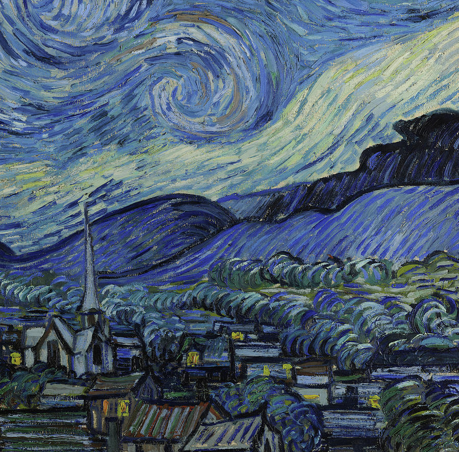 The Starry Night Detail No 5 Painting By Vincent Van Gogh Fine Art