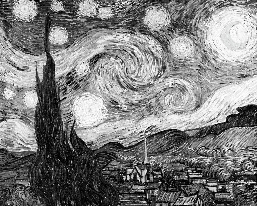 The Starry Night in Black and White Photograph by Bob Pardue