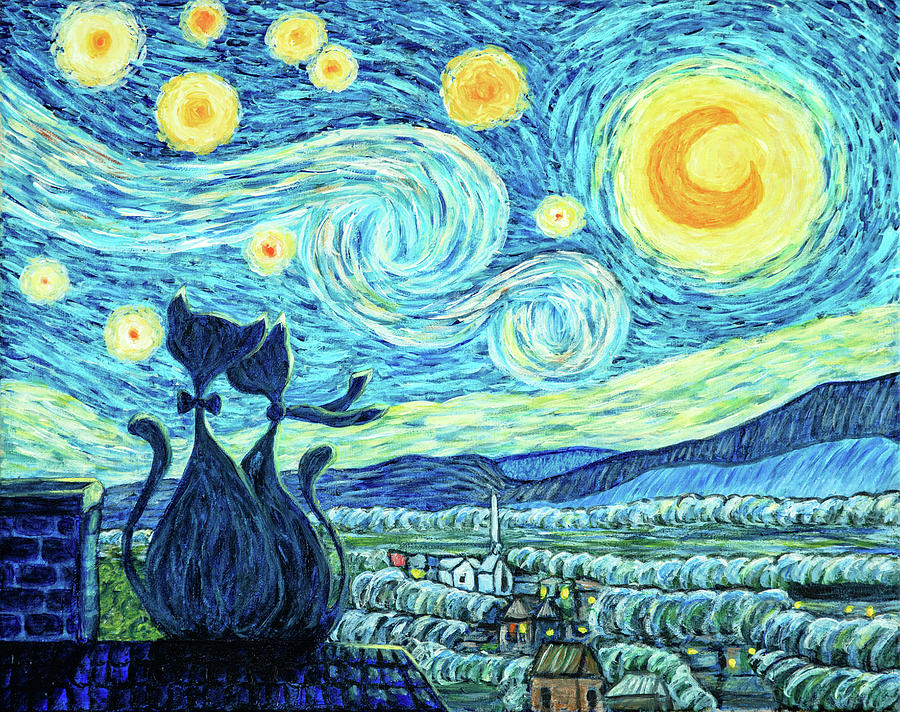 The Starry Night Romance Painting by Iryna Goodall