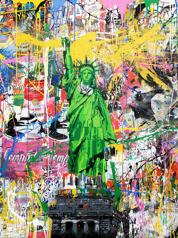 The Statue Of Liberty carrying a brush and paint buckets - Graffiti Art ...