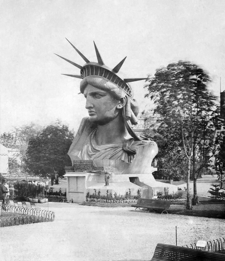 The Statue of Liberty Head On Display - Paris France 1883 Photograph by War Is Hell Store