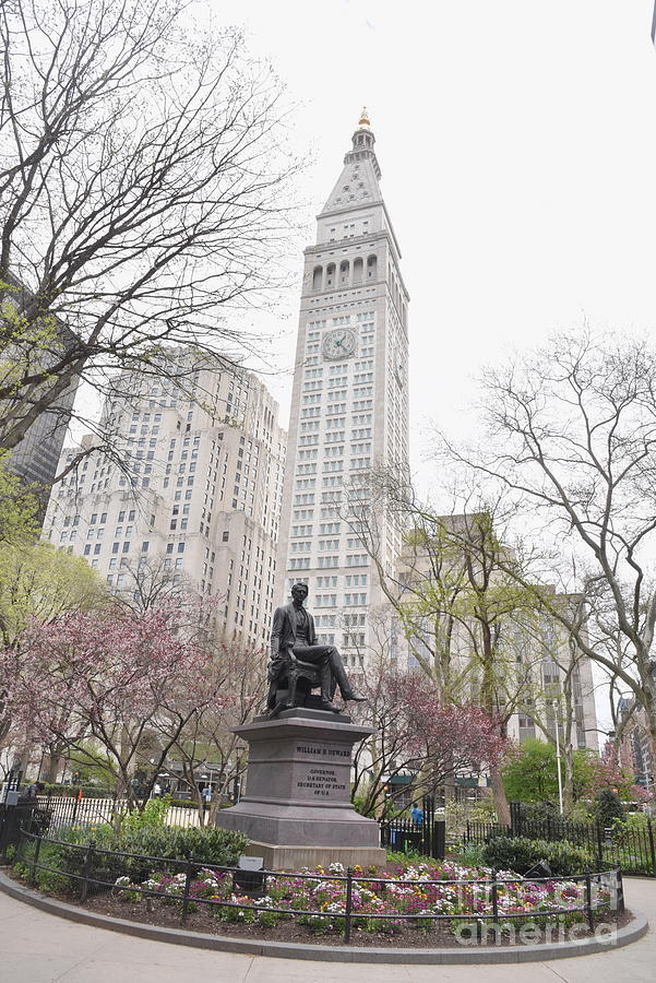  The Statue Of William Henry Seward, The 1909 Metropolitan Life Insurance Tower  Stands In Back. Photograph by Tom Wurl