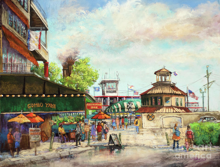 The Steamboat Landing - Natchez Paddleboat - New Orleans French Quarter Painting by Dianne Parks