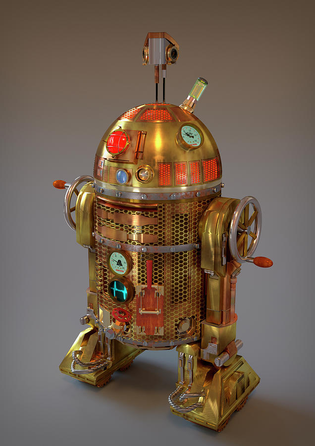 The Steampunk Droid 1 Digital Art by Stephane Gil | Fine Art America