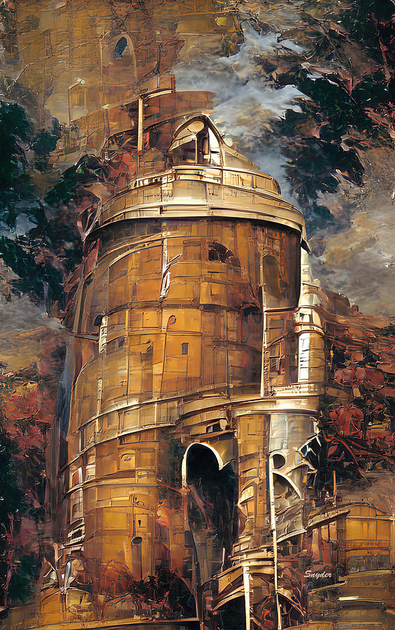 The Steampunk  Water Tower Digital Art by Barbara Snyder