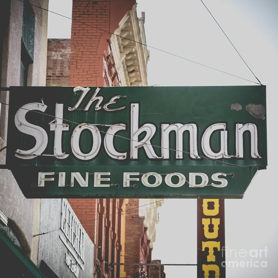 The Stockman Neon Sign Square Photograph by Edward Fielding