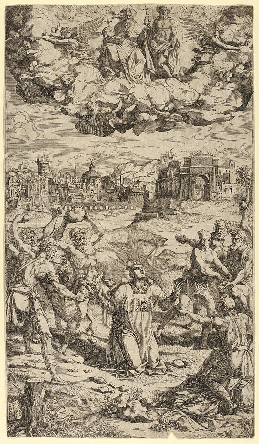 The Stoning of Saint Stephen Drawing by Domenico del Barbiere