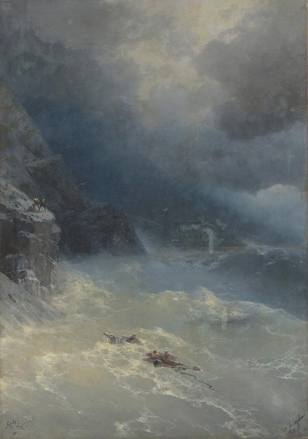 Ivan Konstantinovich Aivazovsky Painting - The storm at Cape Aya  by Lagra Art