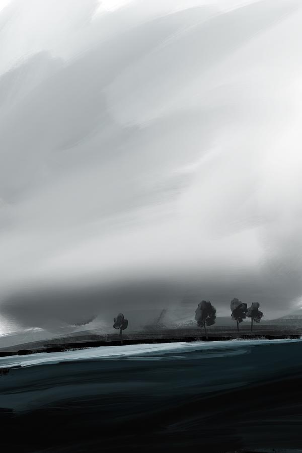 The Storm Is What Makes You Stronger - Minimal Landscape Painting - Poetic Abstract Mixed Media