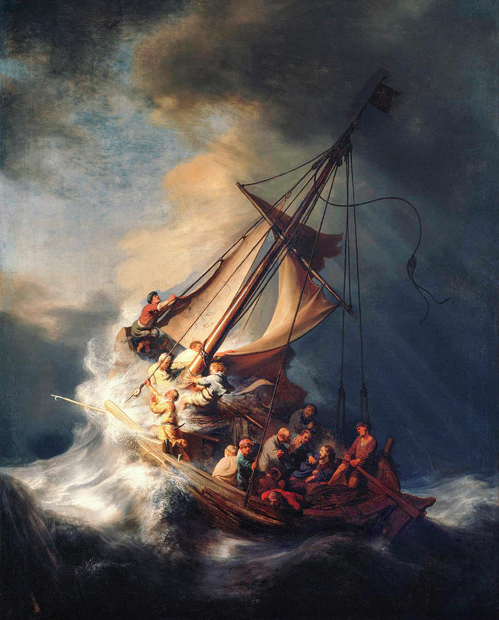 The Storm on the Sea of Galilee by Rembrandt 1633 Painting by Rembrandt van Rijn