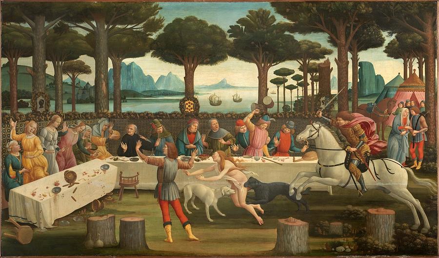 Sandro Botticelli The Story of Nastagio degli Onesti Painting by Topartgallery24com